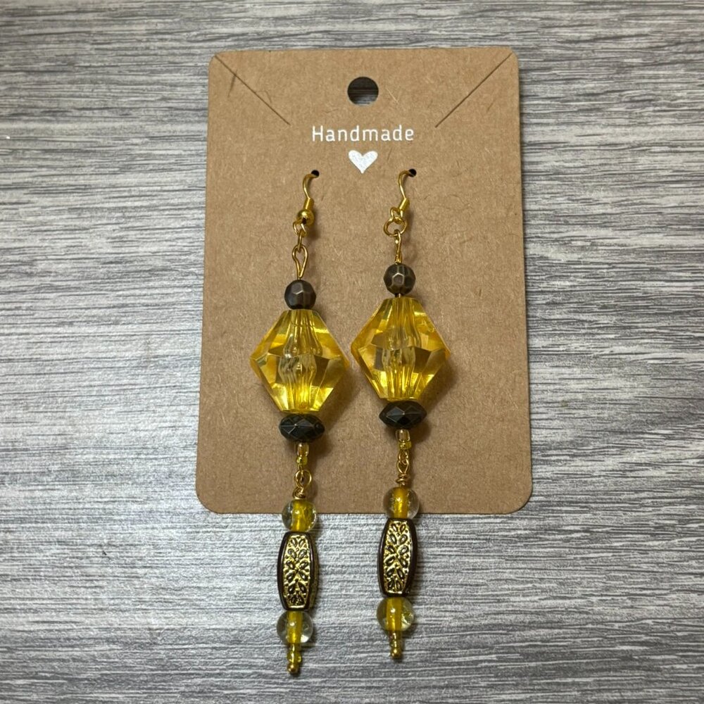 Golden Horizon Beaded Statement Earrings